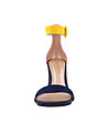 Велурени дамски сандали в тъмносиньо, жълто и розово-3 снимка