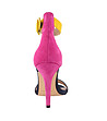 Велурени дамски сандали в тъмносиньо, жълто и розово-4 снимка