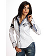Памучна дамска риза в бяло и тъмносиньо Daneta-2 снимка