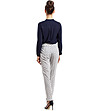 Дамски панталон в цвят екрю с принт-4 снимка