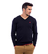 Тъмносин мъжки памучен пуловер с червена бродерия Rich-0 снимка