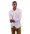 Бяла мъжка риза от памук и лен Iokim-0 снимка