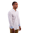 Бяла мъжка риза от памук и лен Iokim-2 снимка
