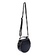 Кръгла кожена дамска чанта в черно Sinaia-1 снимка