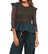 Комплект от пуловер и блуза в кафяво и цвят петрол-0 снимка