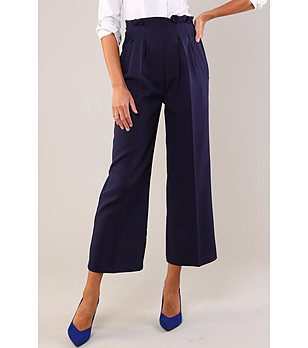 Стилен дамски панталон в цвят индиго снимка