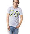 Памучна мъжка тениска в сив меланж с щампа 78-2 снимка