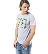 Памучна мъжка тениска в сив меланж с щампа 78-3 снимка