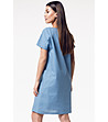 Синя рокля с лен и джобове Berta-1 снимка