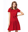 Червена рокля с къдрички и къс ръкав Lala-0 снимка