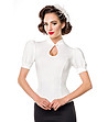 Бяла дамска блуза с буфан ръкави Simina-0 снимка