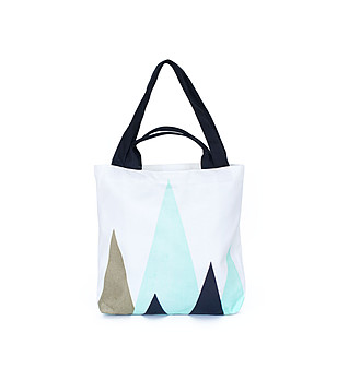 Текстилна чанта в бяло с контрастни мотиви Marisa снимка