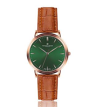 Мъжки часовник в розовозлатисто със зелен циферблат Grunhorn снимка