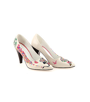Дамски обувки на ток с цветен принт снимка