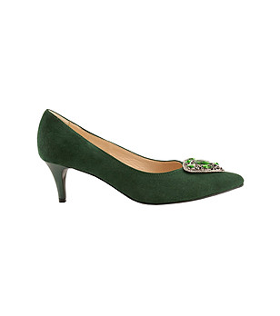 Зелени дамски велурени обувки с декорация Sarifa снимка