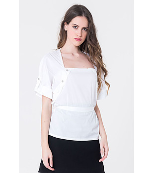 Бяла дамска блуза с памук Zoe снимка