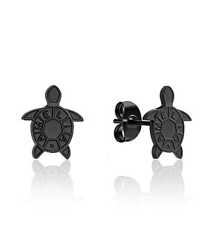 Черни дамски обеци Turtle с лого снимка