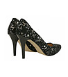 Черни дамски кожени обувки със сребристи мотиви Radika-3 снимка