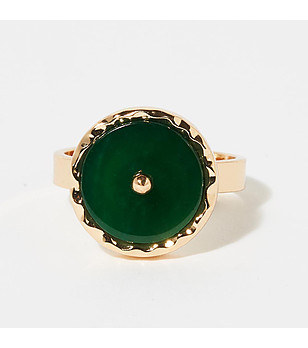 Дамски пръстен в златисто и зелено Karra снимка
