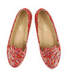 Червени обувки от естествена кожа с принт тип мозайка Valerie-1 снимка