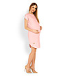 Асиметрична памучна рокля за бременни в цвят пудра-2 снимка