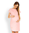 Асиметрична памучна рокля за бременни в цвят пудра-3 снимка