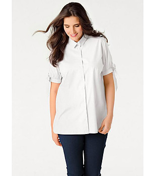 Памучна дамска риза в бяло Lea снимка