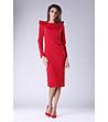 Червена рокля с къдрички при раменете Lorrain-0 снимка