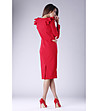 Червена рокля с къдрички при раменете Lorrain-1 снимка