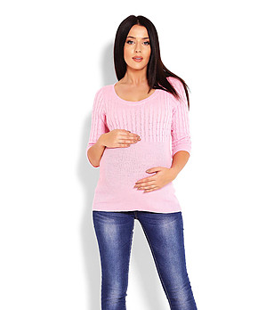 Розов дамски пуловер за бременни Mona снимка