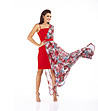 Червена асиметрична рокля Dasia-3 снимка