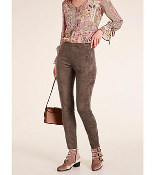 Кафяв дамски панталон Hestia за ръст до 160 см снимка