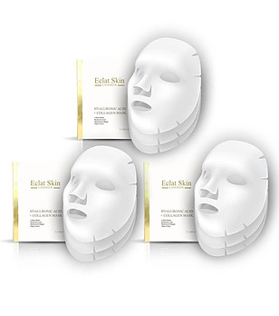 Комплект от 9 бр. маски с хиалуронова киселина и колаген снимка