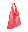 Червена дамска кожена чанта с нестандартен дизайн Alfina-1 снимка
