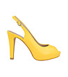 Дамски жълти кожени сандали на платформа и ток Sila-0 снимка