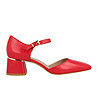 Червени дамски отворени обувки от естествена кожа Mina-0 снимка