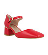 Червени дамски отворени обувки от естествена кожа Mina-1 снимка