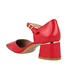 Червени дамски отворени обувки от естествена кожа Mina-2 снимка