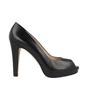 Черни дамски кожени обувки с отворени пръсти Sia снимка