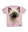 Детска памучна розова тениска с принт Сиамско коте-0 снимка