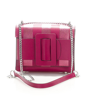 Розова дамска кожена чанта за рамо Erona снимка