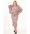 Комплект Deborah от блуза и пола в меланж на розово и сребристо-0 снимка