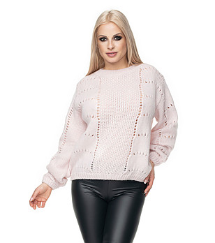 Ефектен дамски пуловер в розов нюанс Modelia снимка