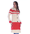 Дамско палто в цвят крем и червено Maya-0 снимка