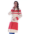 Дамско палто в цвят крем и червено Maya-2 снимка