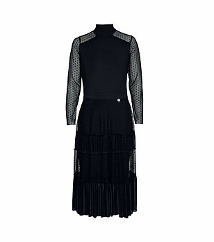 Ефирна черна рокля с тюл Adisa снимка
