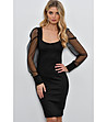 Черна рокля с прозрачни ръкави Janina-0 снимка