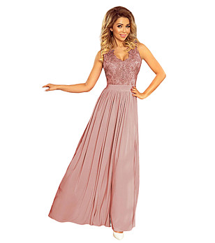 Дълга елегантна рокля в нюанс на цвят таупе с дантела Samira снимка