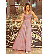 Дълга елегантна рокля в нюанс на цвят таупе с дантела Samira-2 снимка