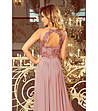 Дълга елегантна рокля в нюанс на цвят таупе с дантела Samira-3 снимка